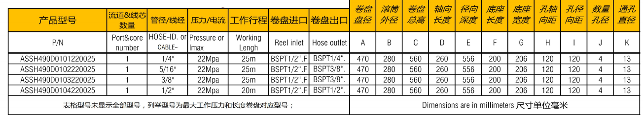 ASSH490D自動(dòng)伸縮卷管器氣鼓參數(shù)